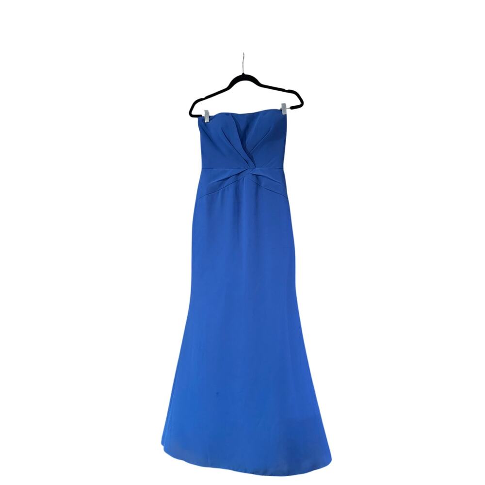 Social Bridesmaids Sample Strapless Chiffon Gown Blue Size 8 Formal Dress